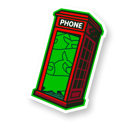 Telephone booth filled with whales