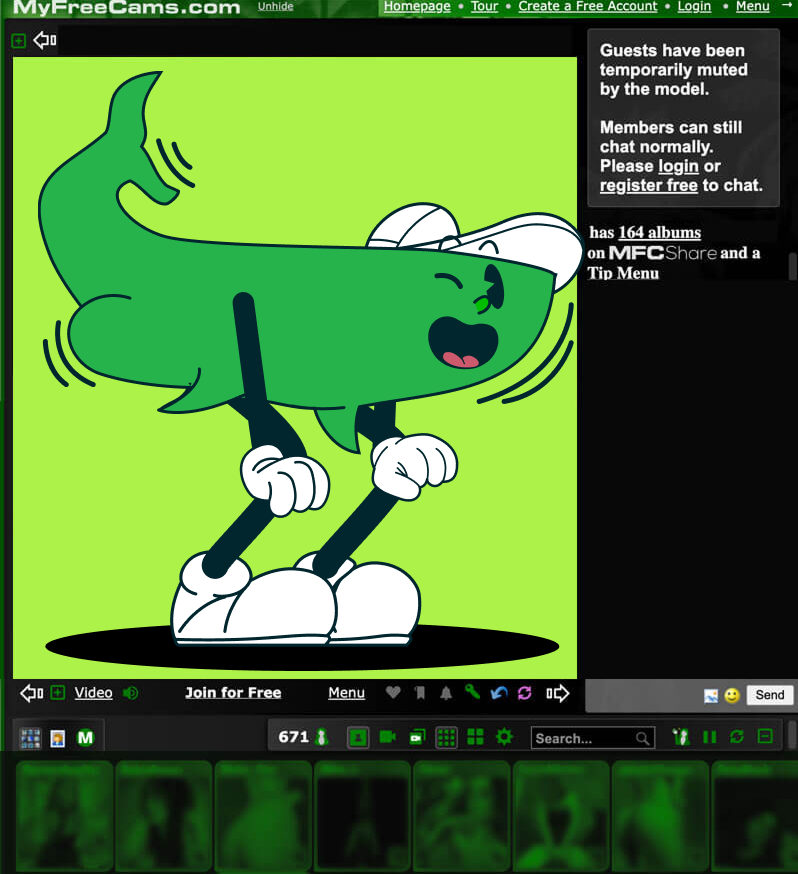 Whale twerking in a camroom