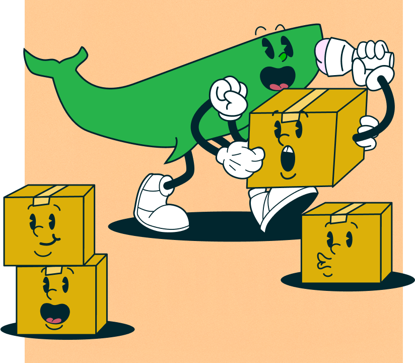 Whale with boxes