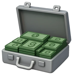 Briefcase with cash