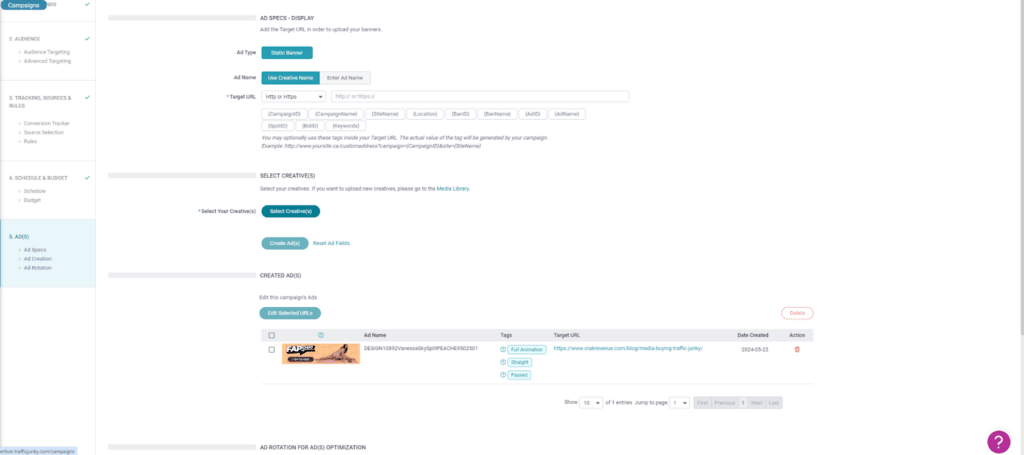 Traffic Junky tutorial step 4